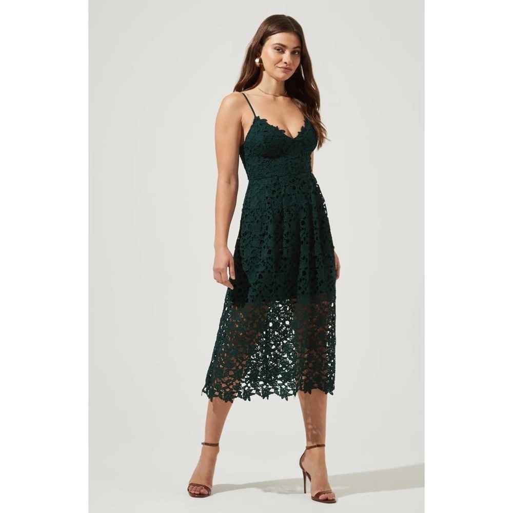 ASTR The Label Green Lace Midi Dress Womens Size M